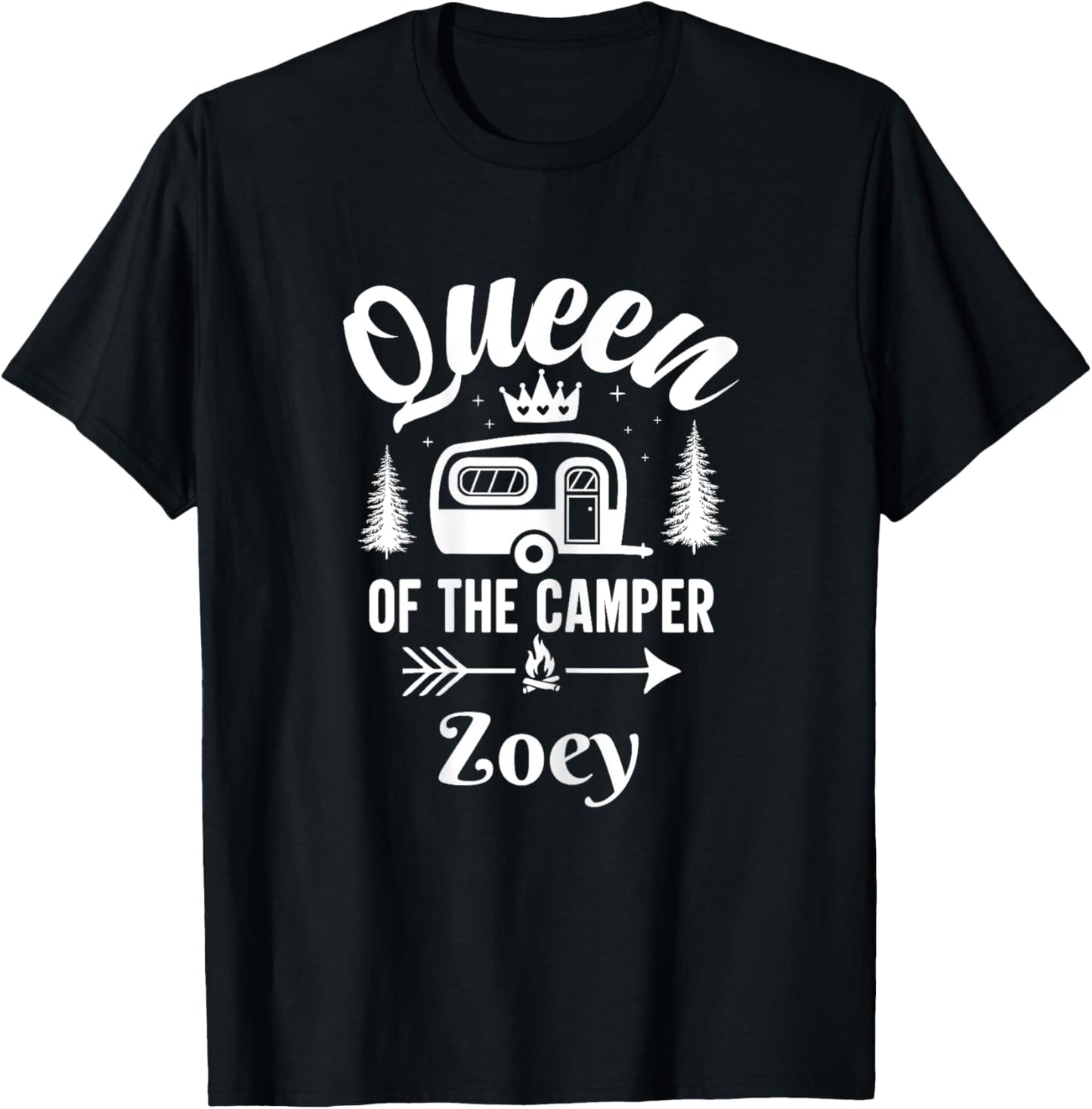 Queen of the Camper Zoey, Camping Outfit Adventure Nature T-Shirt - T-Shirt | Black