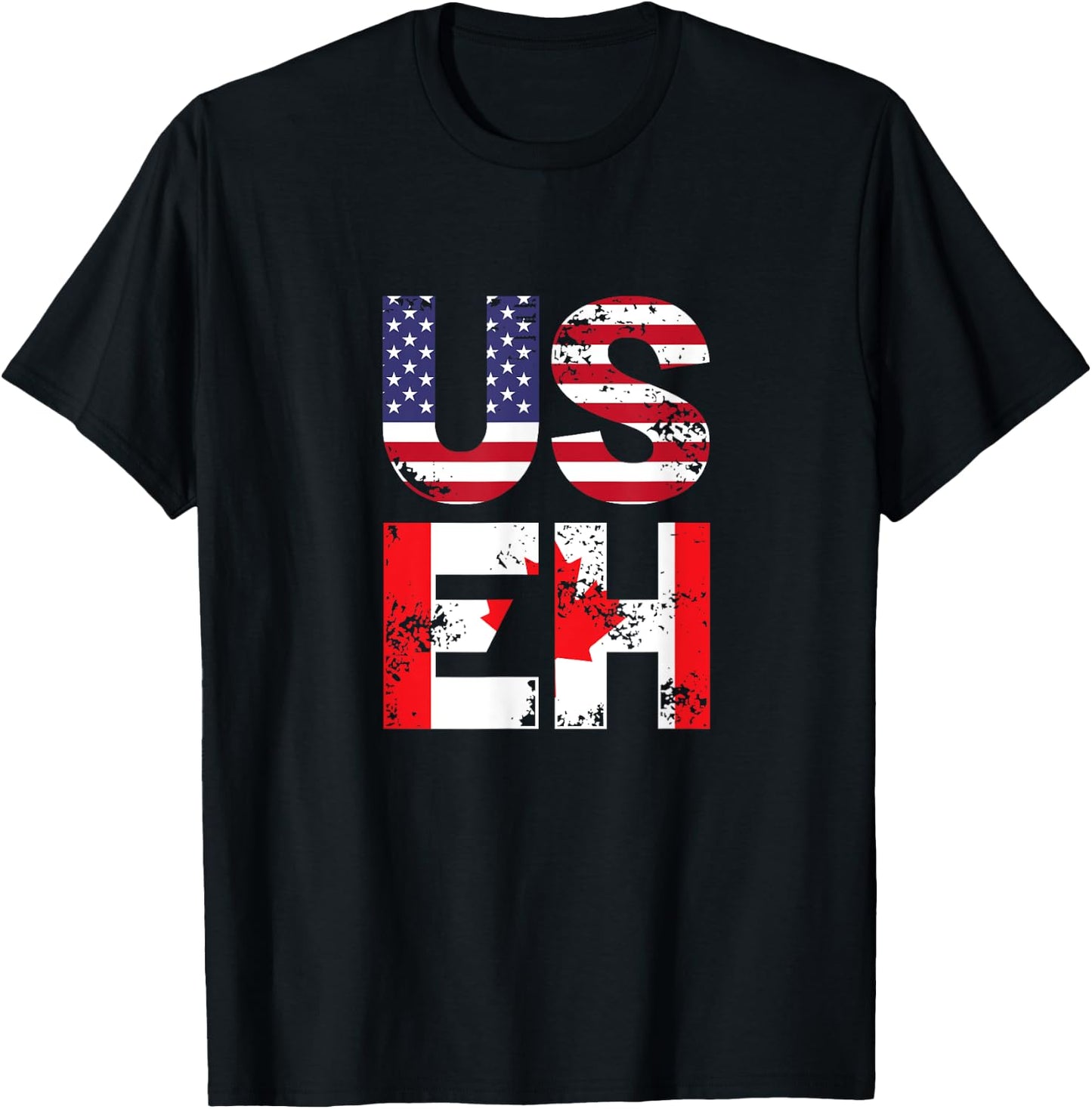 US EH Funny Canada American Flag T-Shirt - T-Shirt | Black