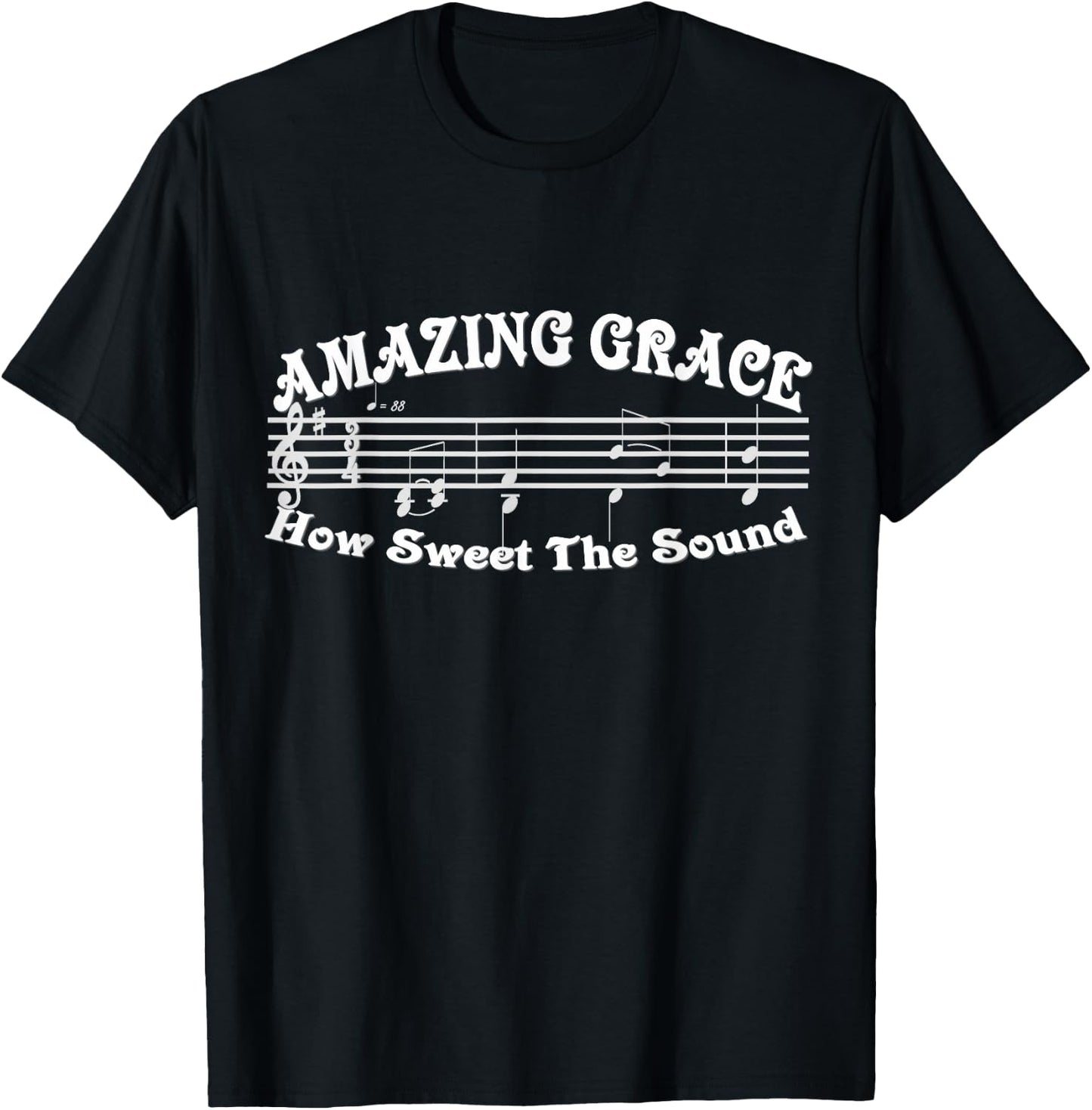 Amazing Grace with music notes T-Shirt - T-Shirt | Black