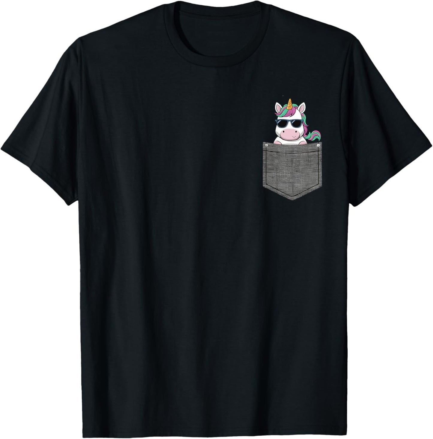 Unicorn in Pocket T-Shirt - T-Shirt | Black