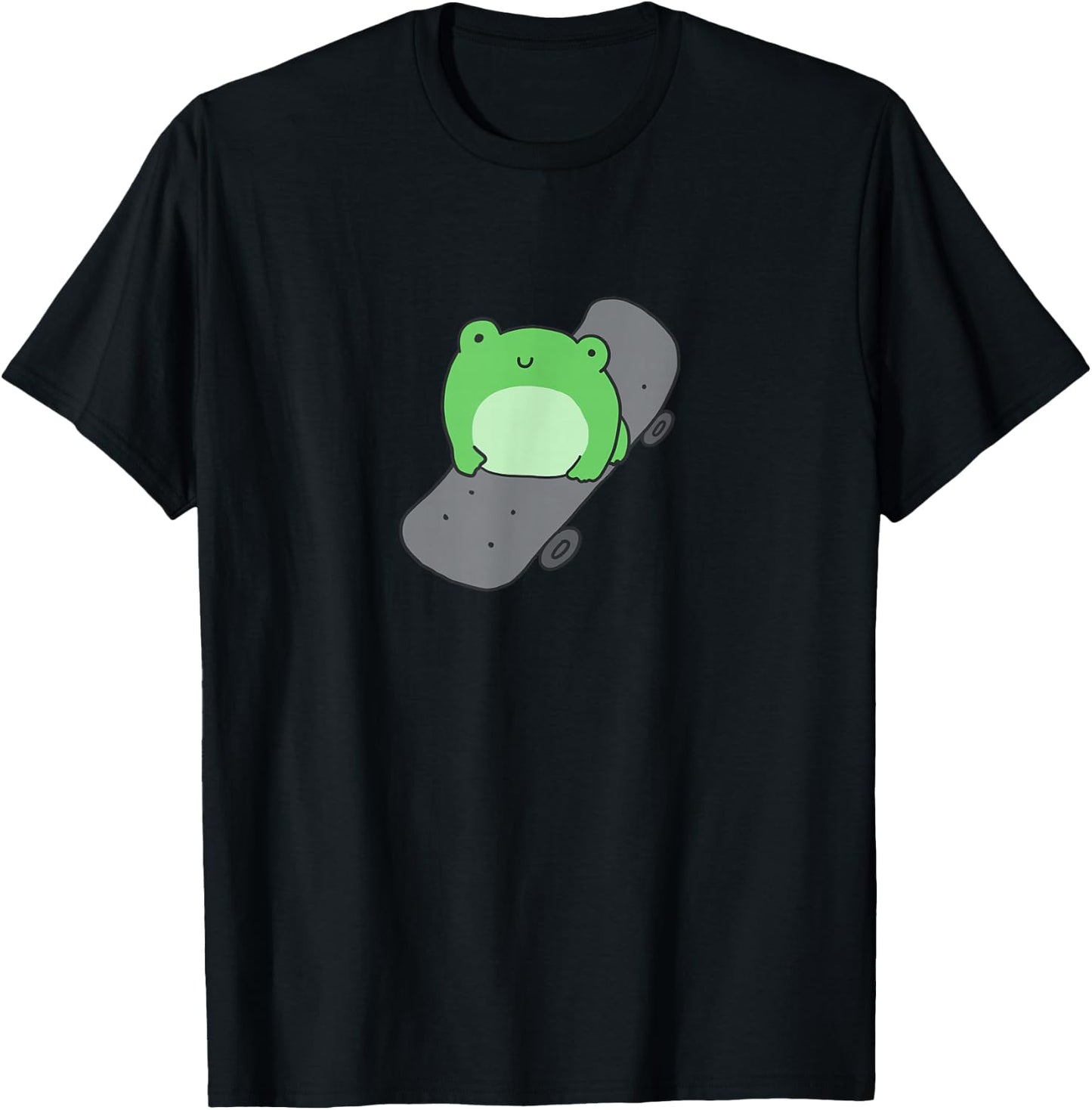 Cute Frog and Skateboard Kawaii Aesthetic Frog T-Shirt - T-Shirt | Black