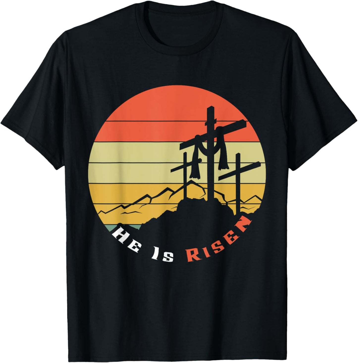 Retro He Risen Jesus Christian Religous Easter Sunday Jesus T-Shirt - T-Shirt | Black