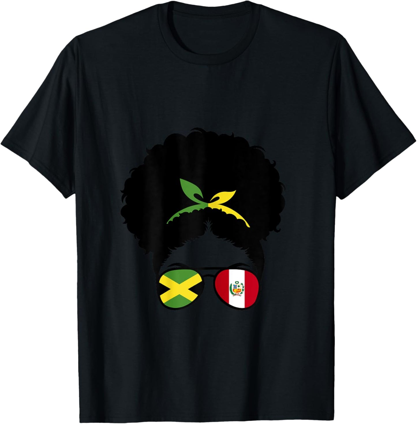 Jamaica and Peru Mix Afro Bun Peruvian and Jamaican T-Shirt - T-Shirt | Black