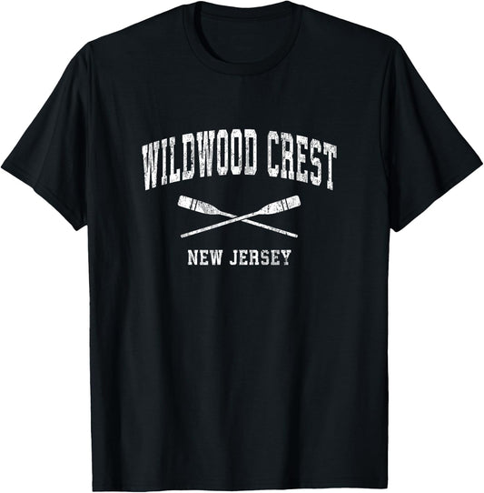 Wildwood Crest New Jersey Vintage Nautical Paddles Sports Oa T-Shirt - T-Shirt | Black
