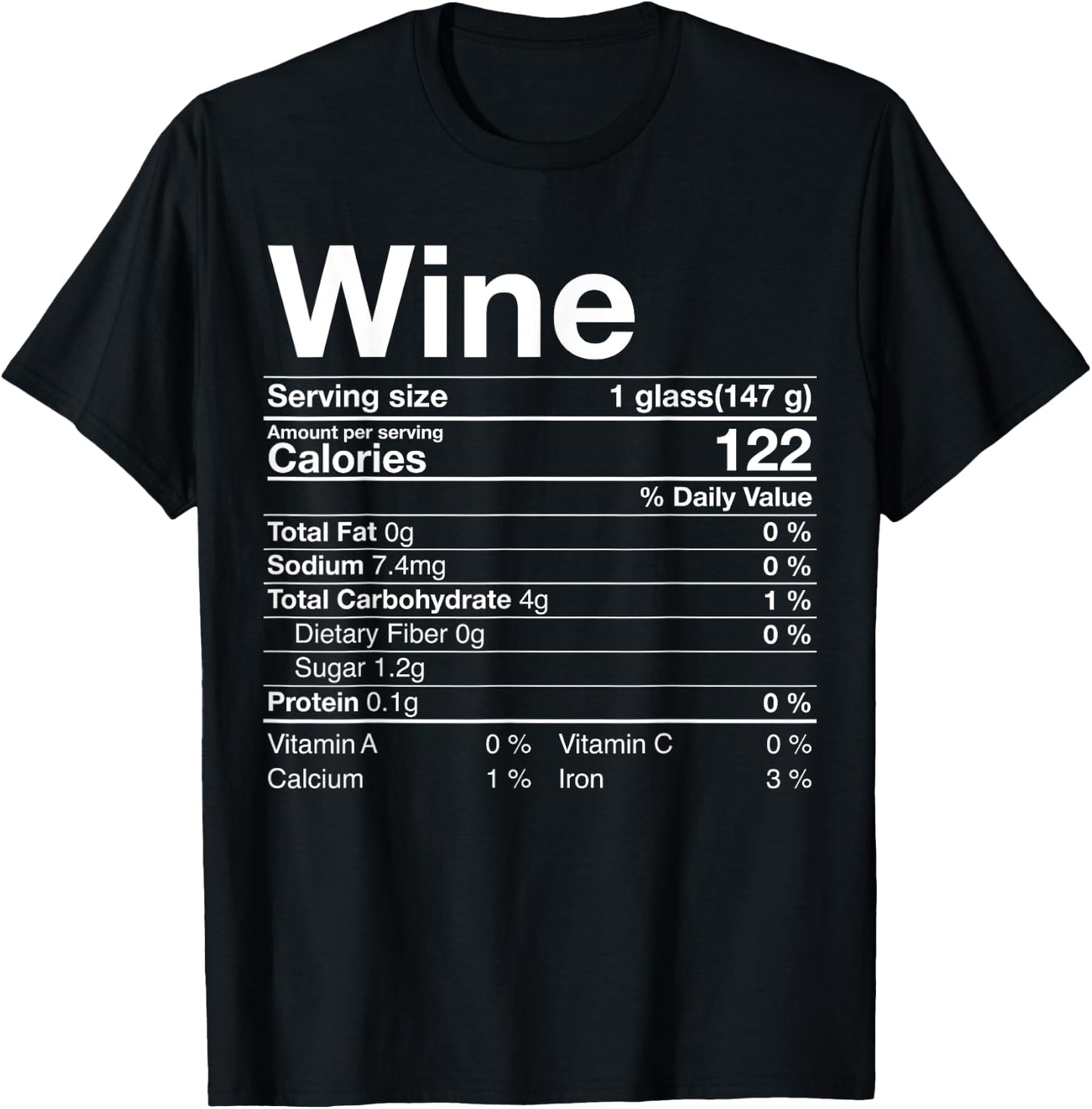 Wine Nutrition Facts Thanksgiving Gift Drinking Costume T-Shirt - T-Shirt | Black