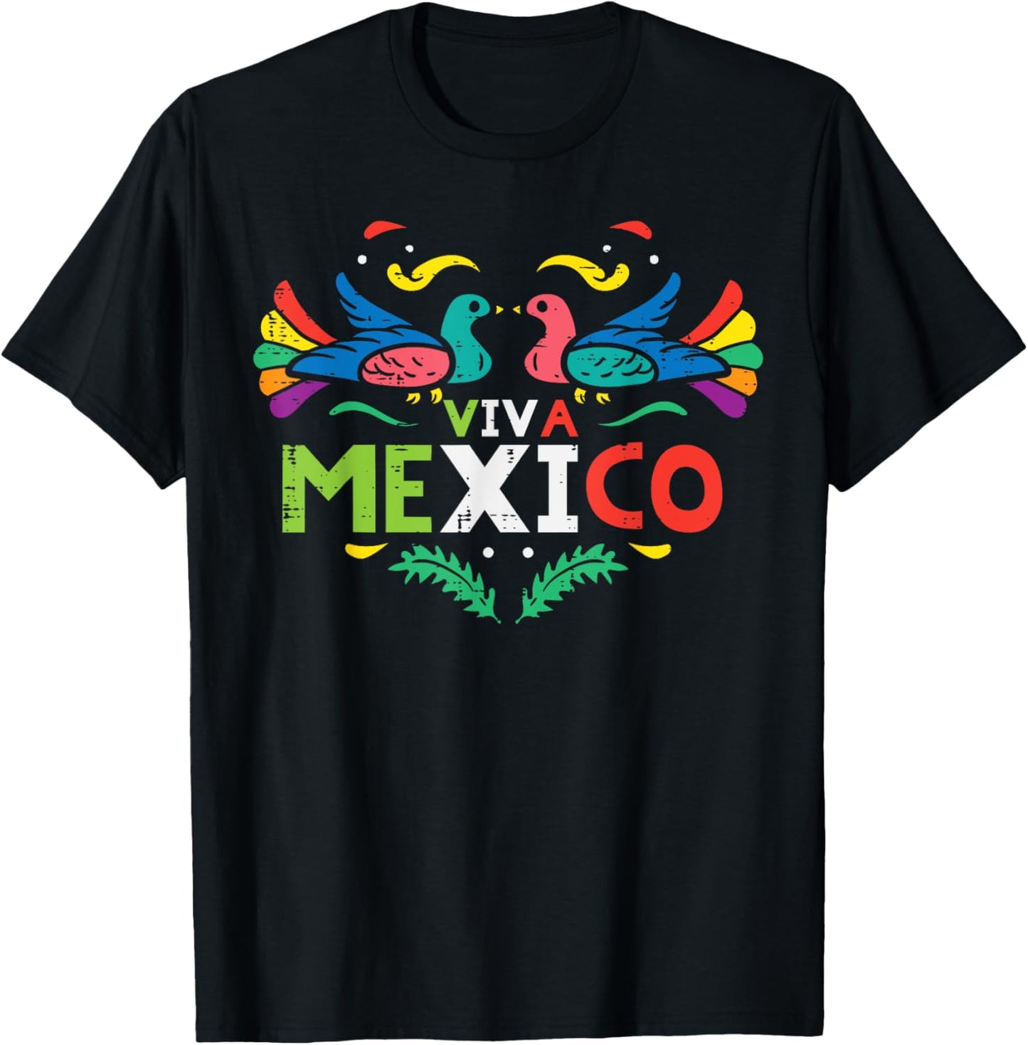 Viva Mexico Otomi Bird Mexican Independence Girls Kids Women T-Shirt - T-Shirt | Black