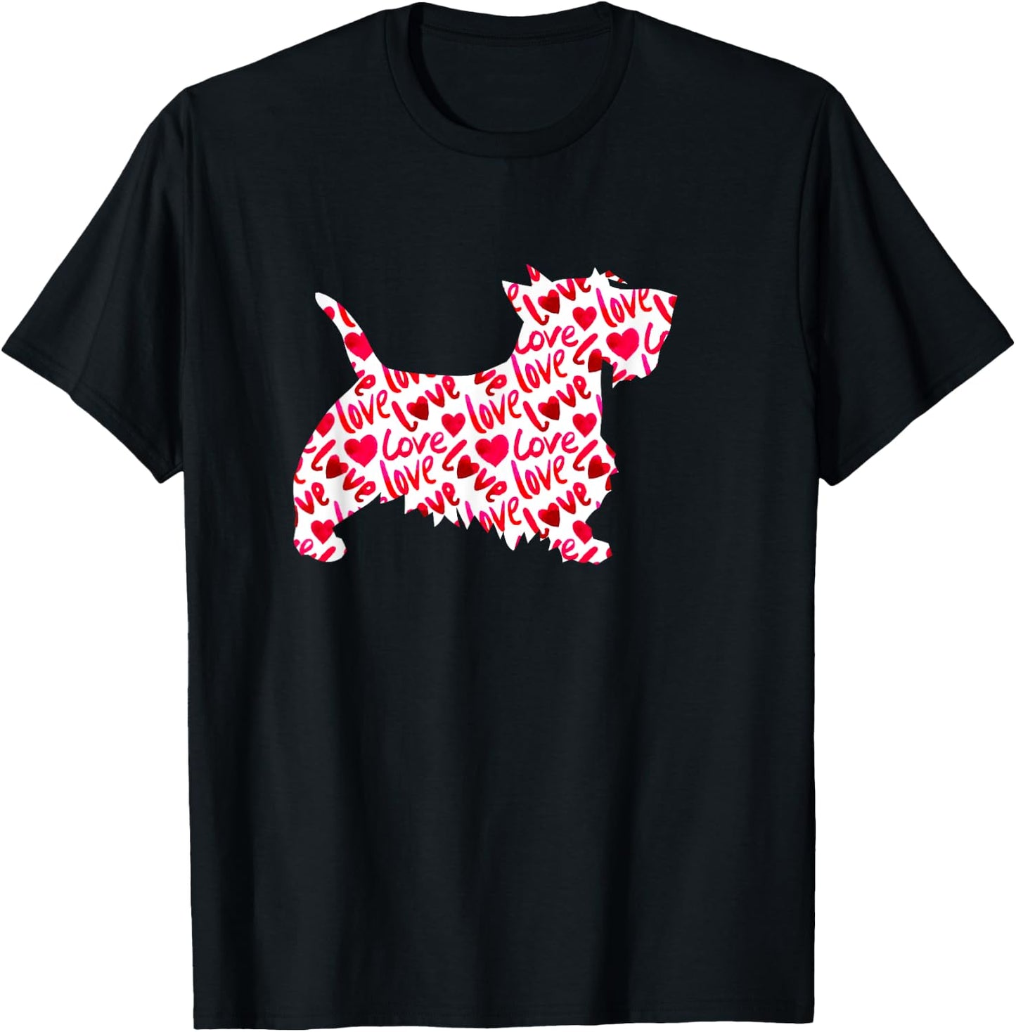 Scottie Scottish Terrier Heart Dog Valentine's Day T-Shirt - T-Shirt | Black