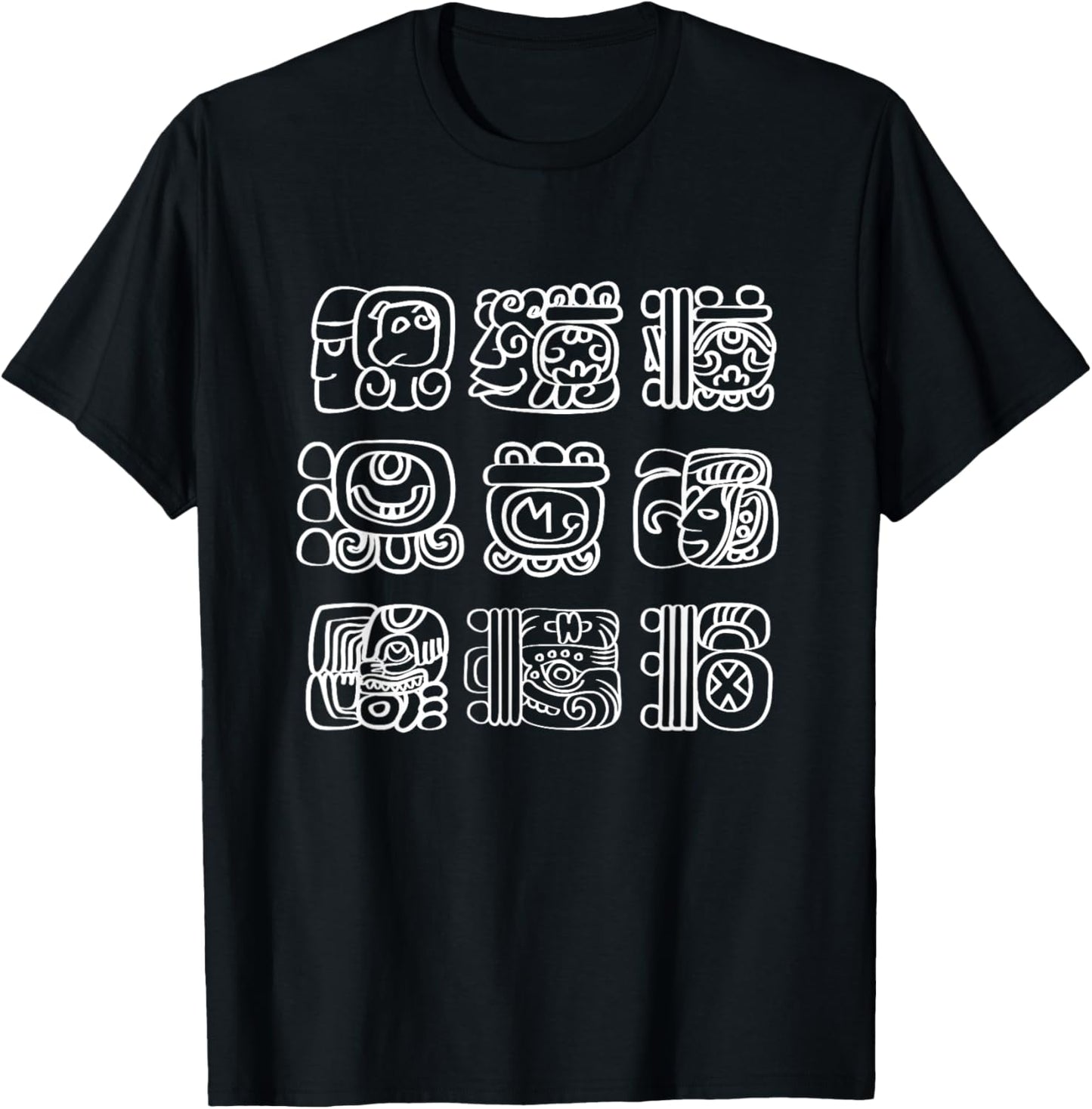 Vintage Mayan And Aztec Maya Hieroglyphs T-Shirt - T-Shirt | Black