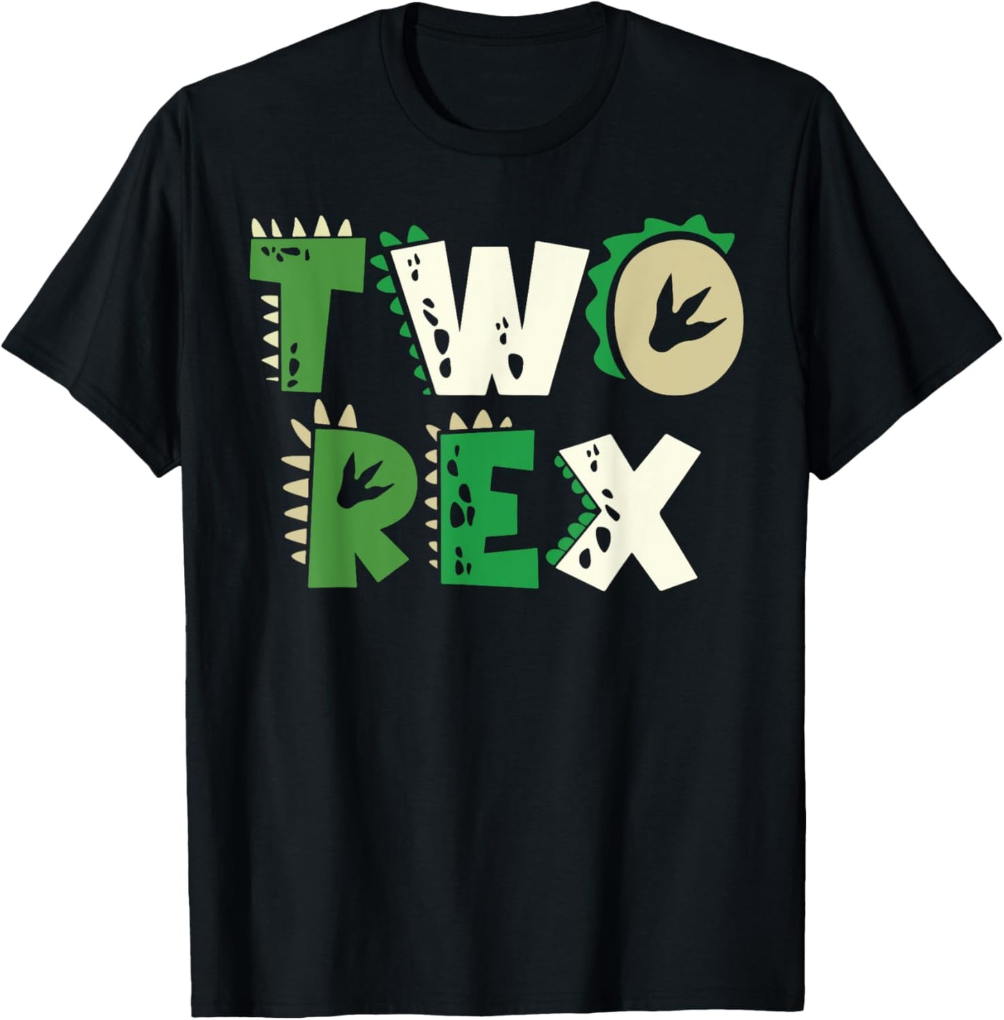 Two Rex Dinosaur Birthday Shirt For 2nd Birthday Boys Girls T-Shirt - T-Shirt | Black