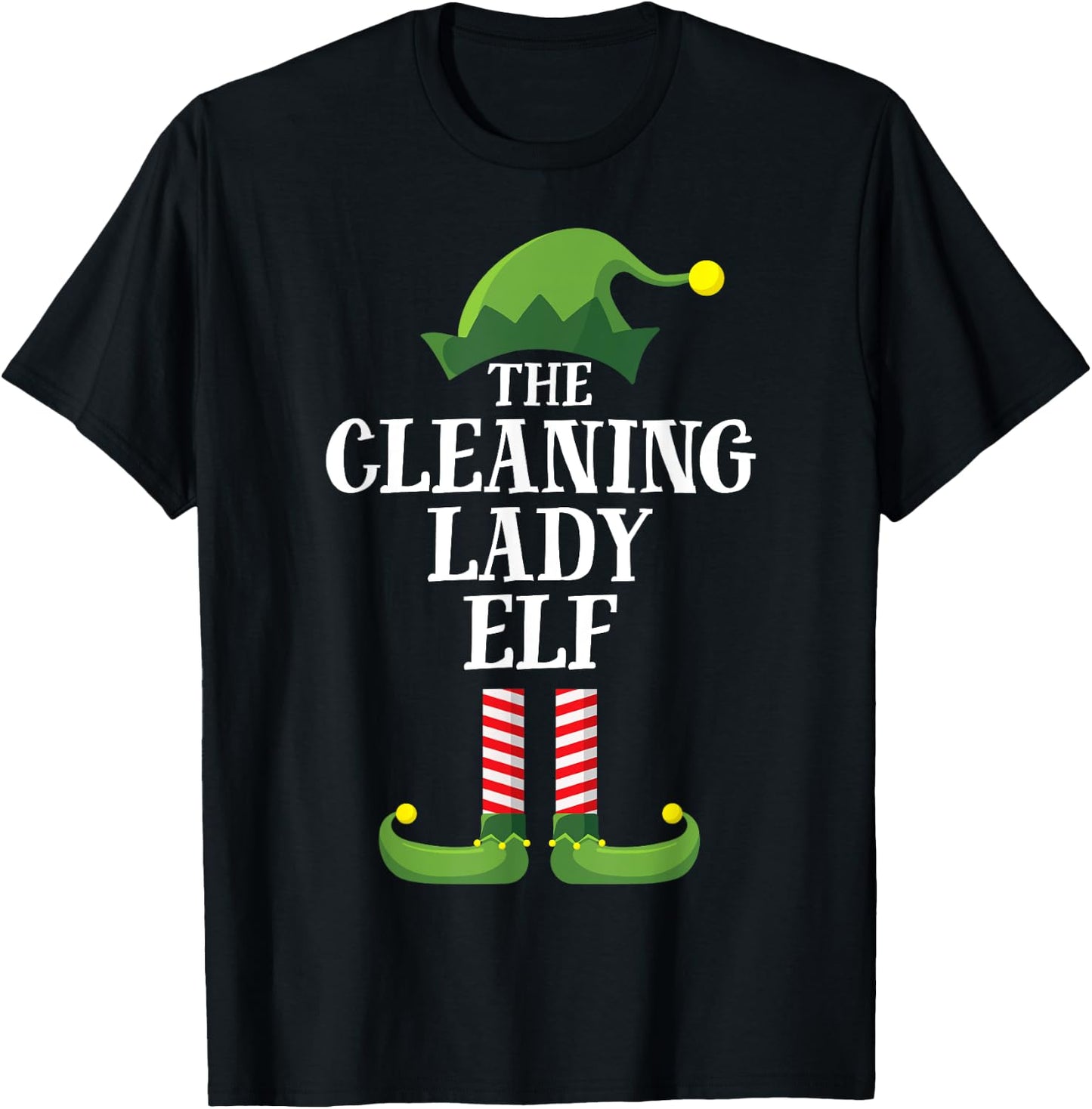 Cleaning Lady Elf Matching Family Group Christmas Party PJ T-Shirt - T-Shirt | Black