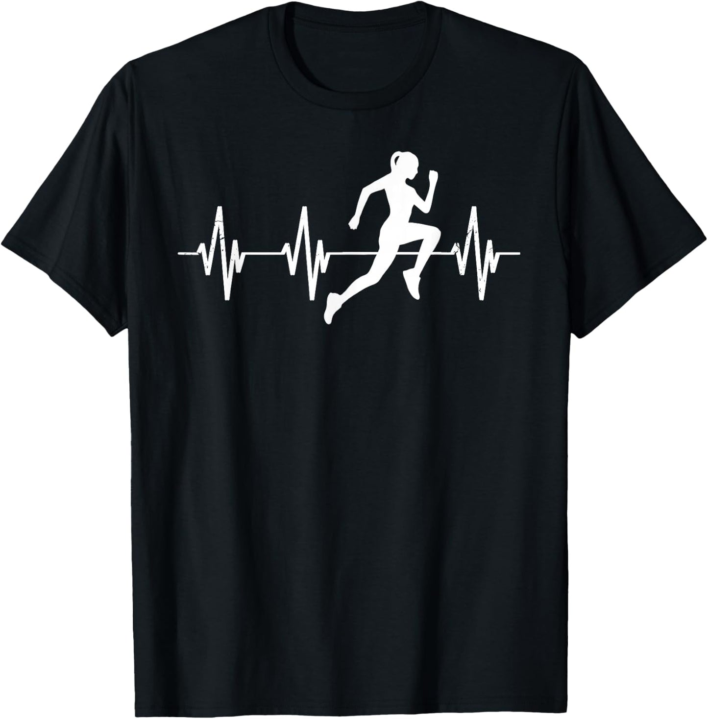 Runner jogger heartbeat heart line running gift T-Shirt - T-Shirt | Black