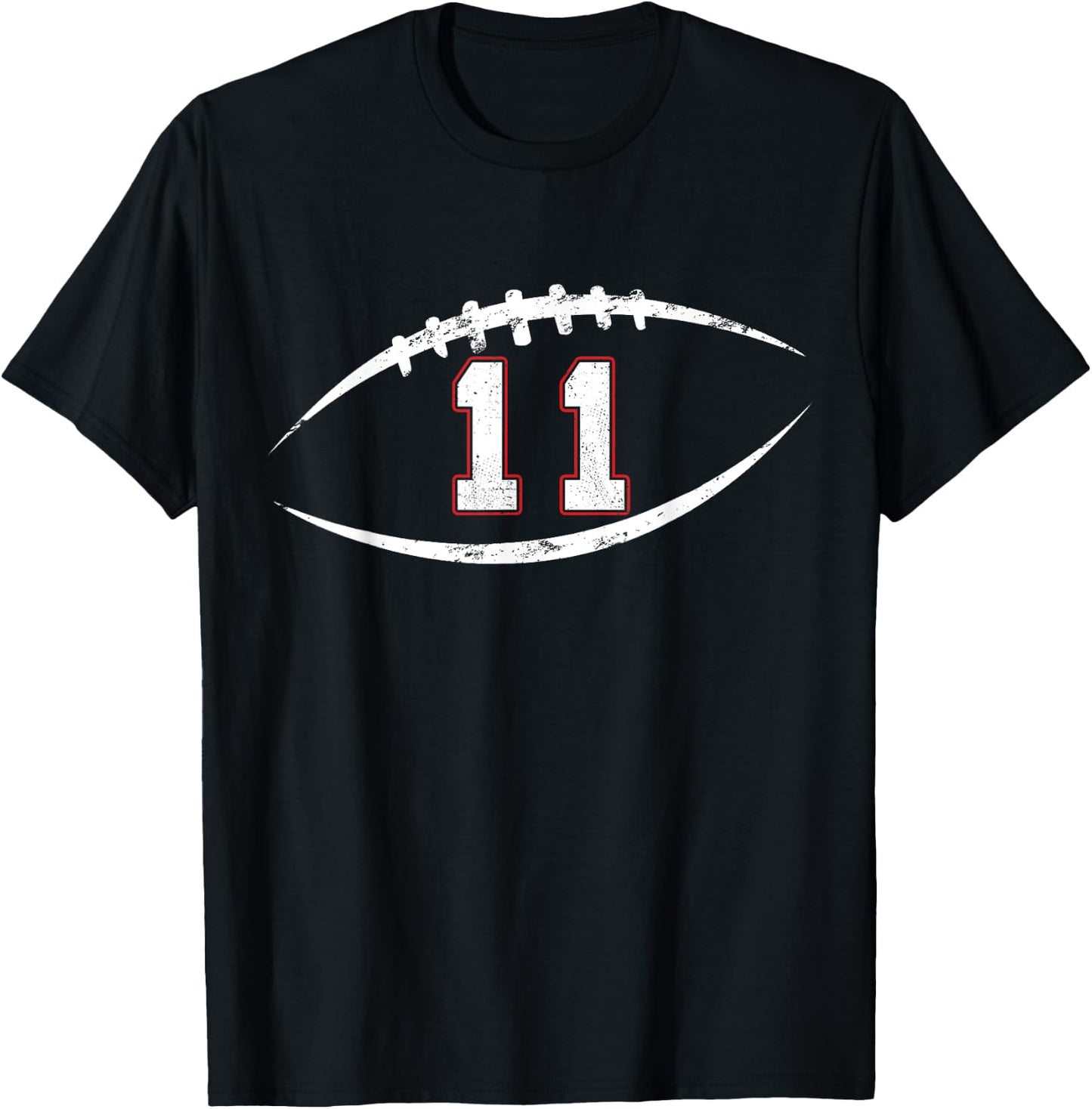 11 Number Vintage Football Player 11 Lucky Number Birthday T-Shirt - T-Shirt | Black