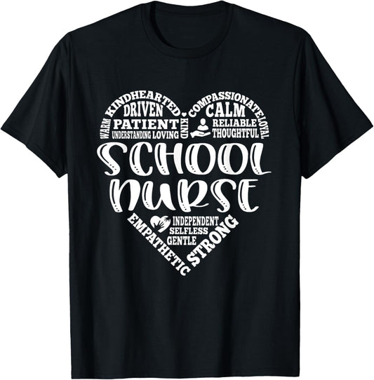 Typography School Nurse Appreciation Nursing Nurse Day T-Shirt - T-Shirt | Black