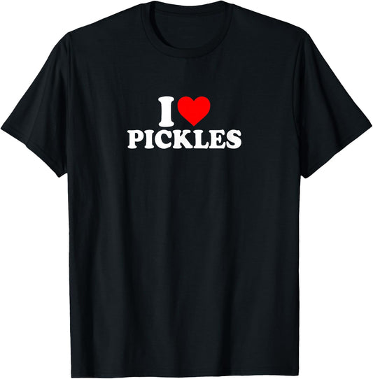 I Love Heart Pickles Simple Cute Funny T-Shirt - T-Shirt | Black