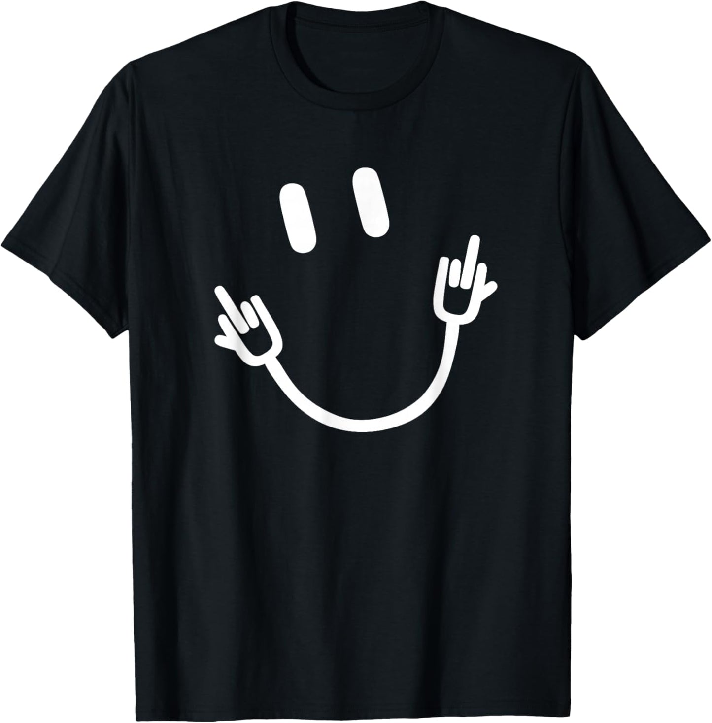 Smile Middle Finger Funny T-Shirt - T-Shirt | Black