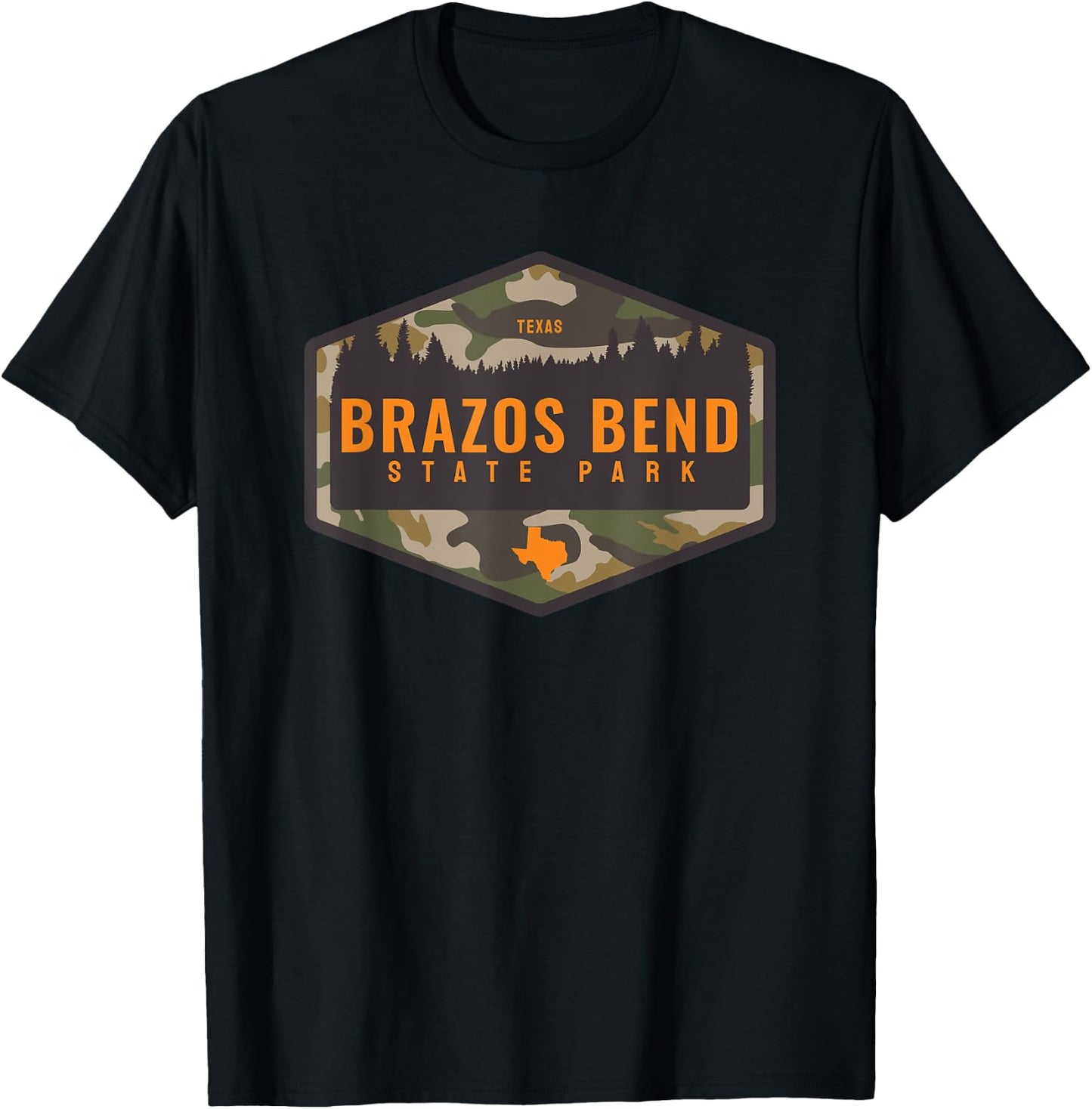 Brazos Bend State Park Texas TX Camouflage Souvenir T-Shirt - T-Shirt | Black