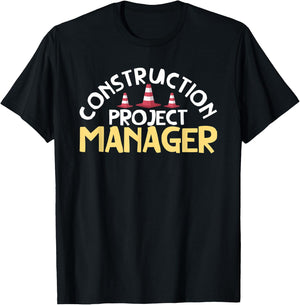 Project Supervisor Funny Construction Project Manager T-Shirt - T-Shirt | Black