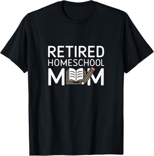 Simple Minimalist Retired Homeschool Mom T-Shirt - T-Shirt | Black