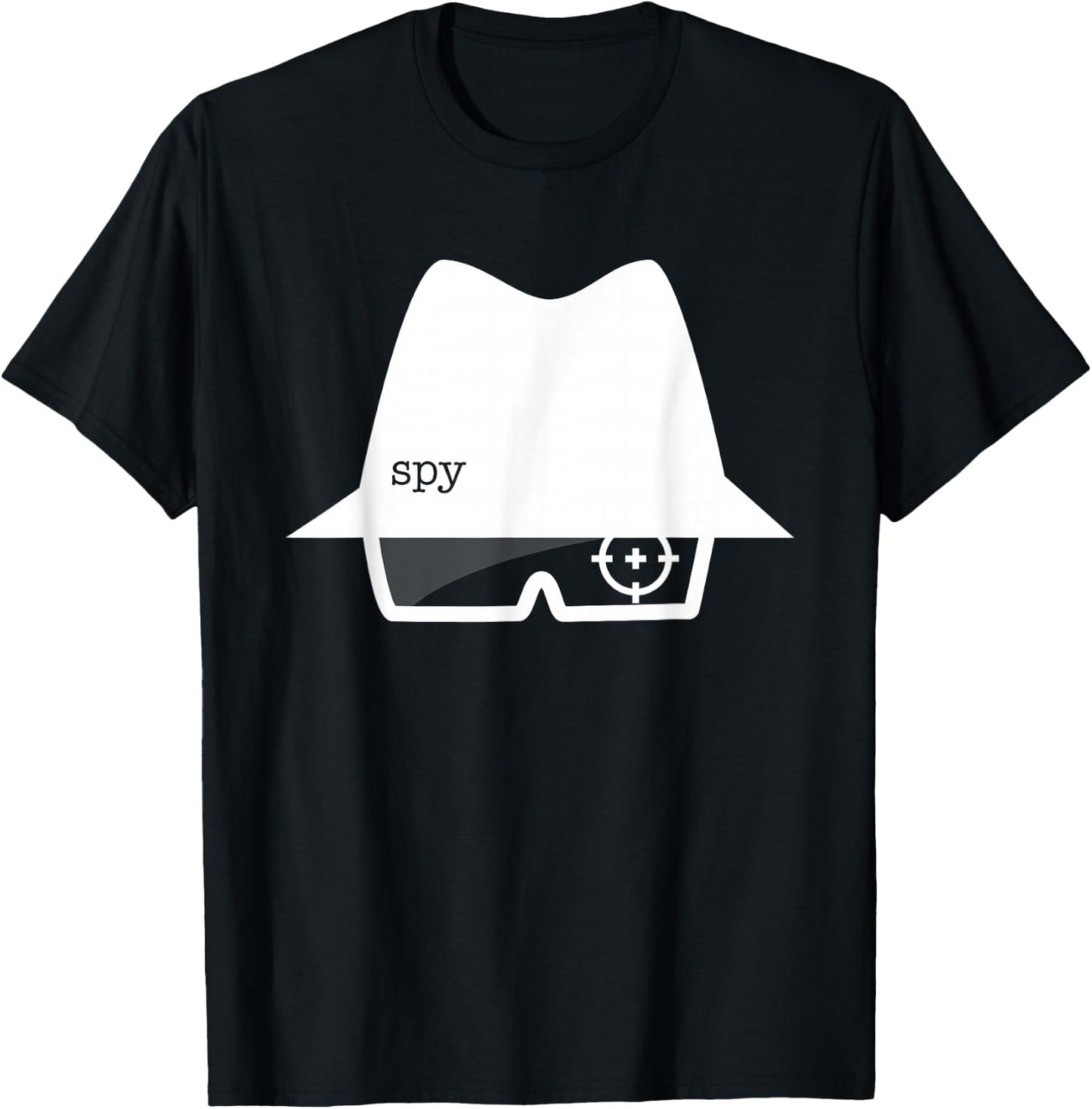 Spy Hat and Glasses Graphic T-Shirt - T-Shirt | Black