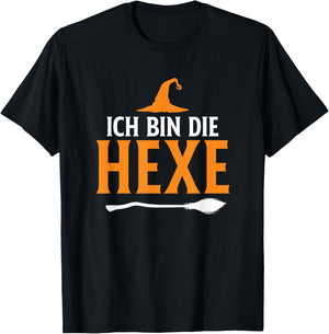 Halloween with German Text Ich Bin Die Hexe T-Shirt - T-Shirt | Black