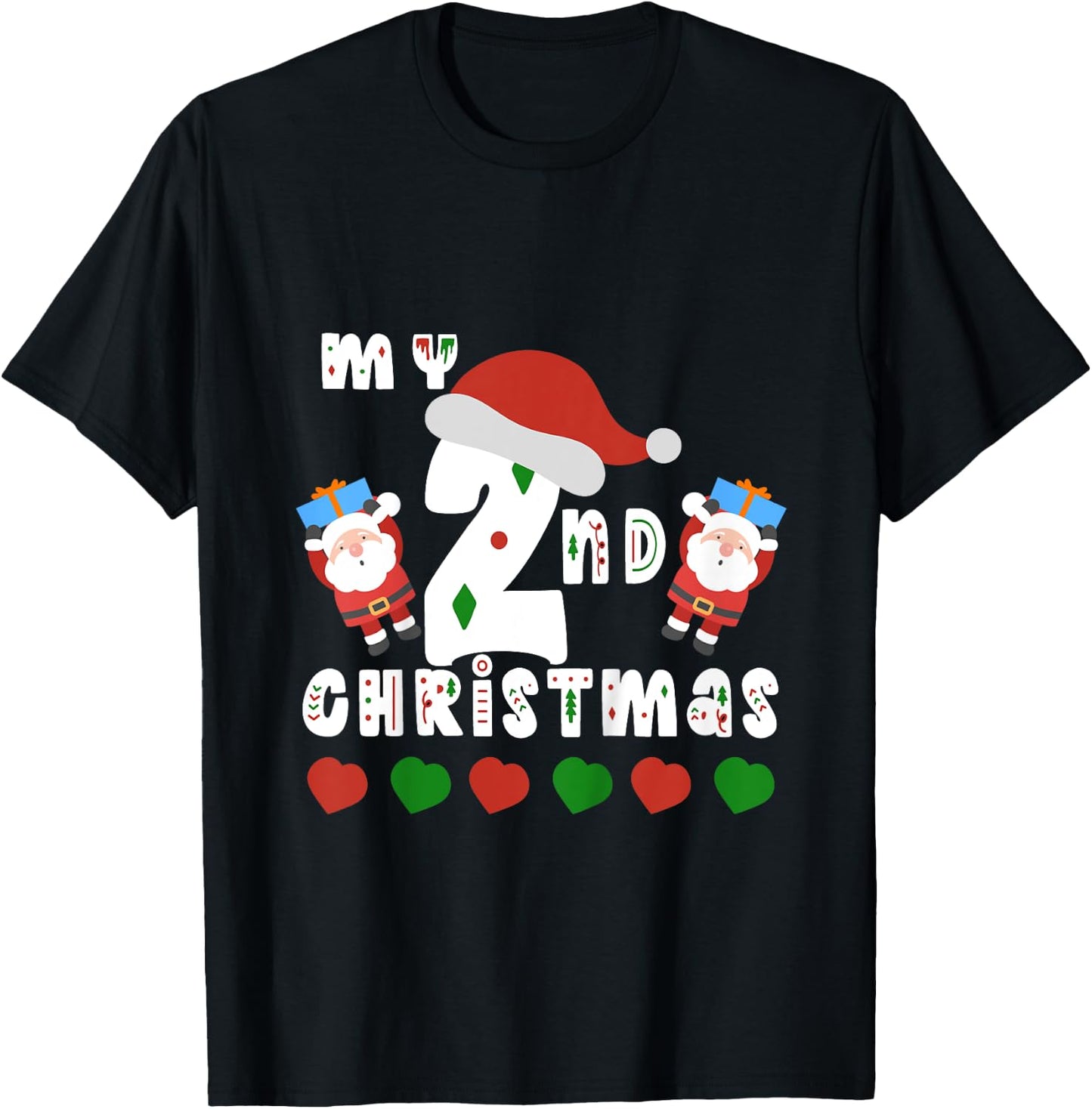 Kids My Second Christmas Baby Child 2nd Xmas Gift Kids T-Shirt - T-Shirt | Black