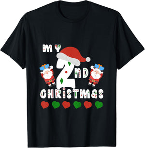 Kids My Second Christmas Baby Child 2nd Xmas Gift Kids T-Shirt - T-Shirt | Black