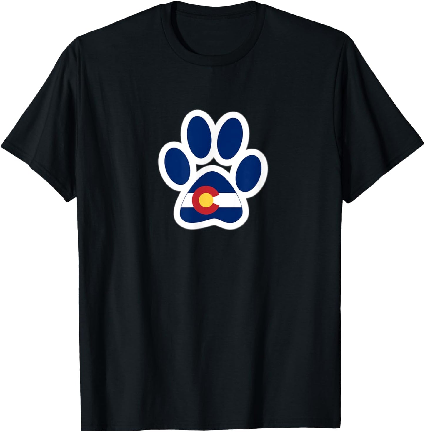 Colorado Flag Paw Print T-Shirt - T-Shirt | Black