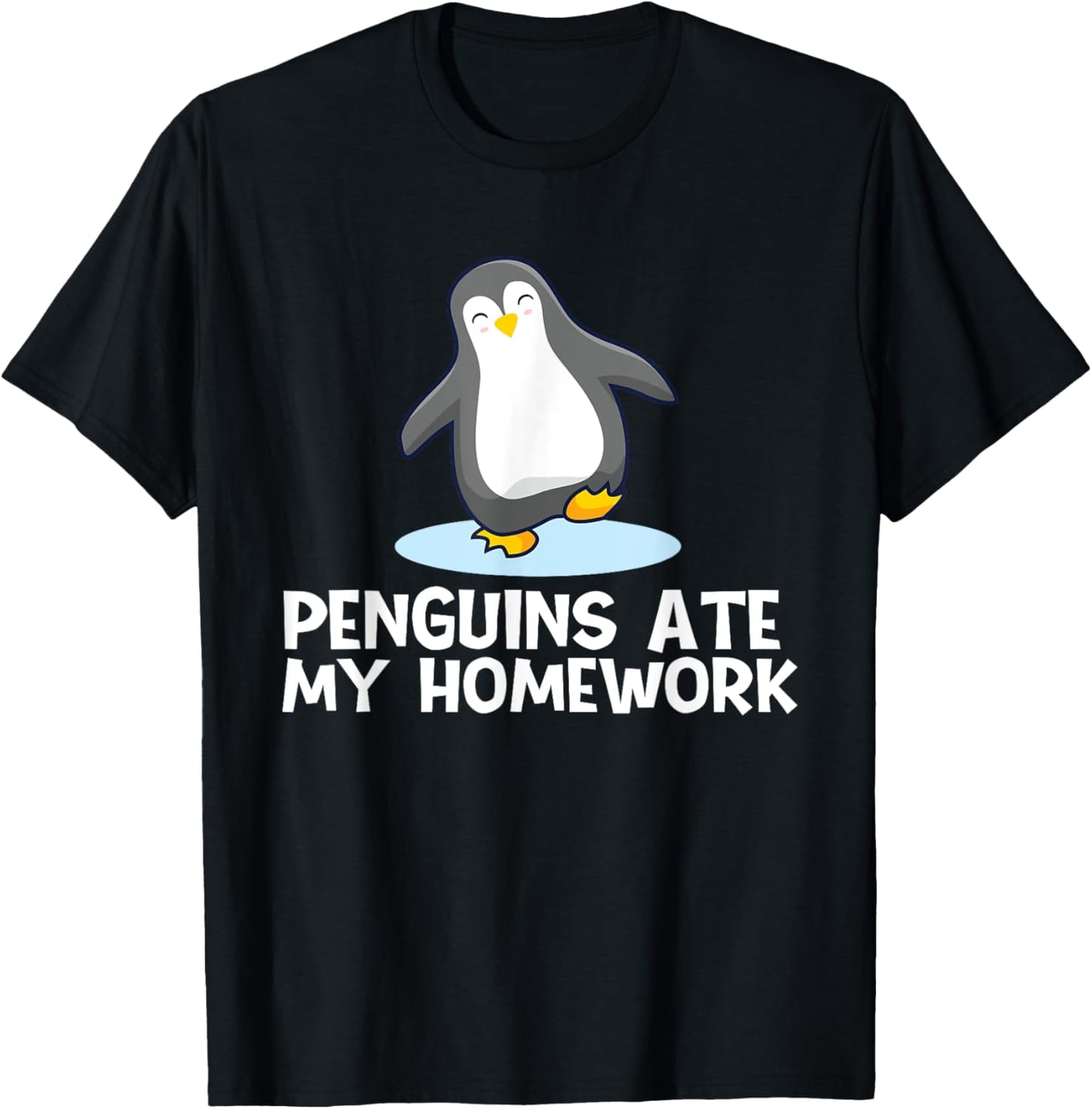Penguin Lover Shirts - Penguins Ate My Homework -Adults Black T-Shirt - T-Shirt | Black