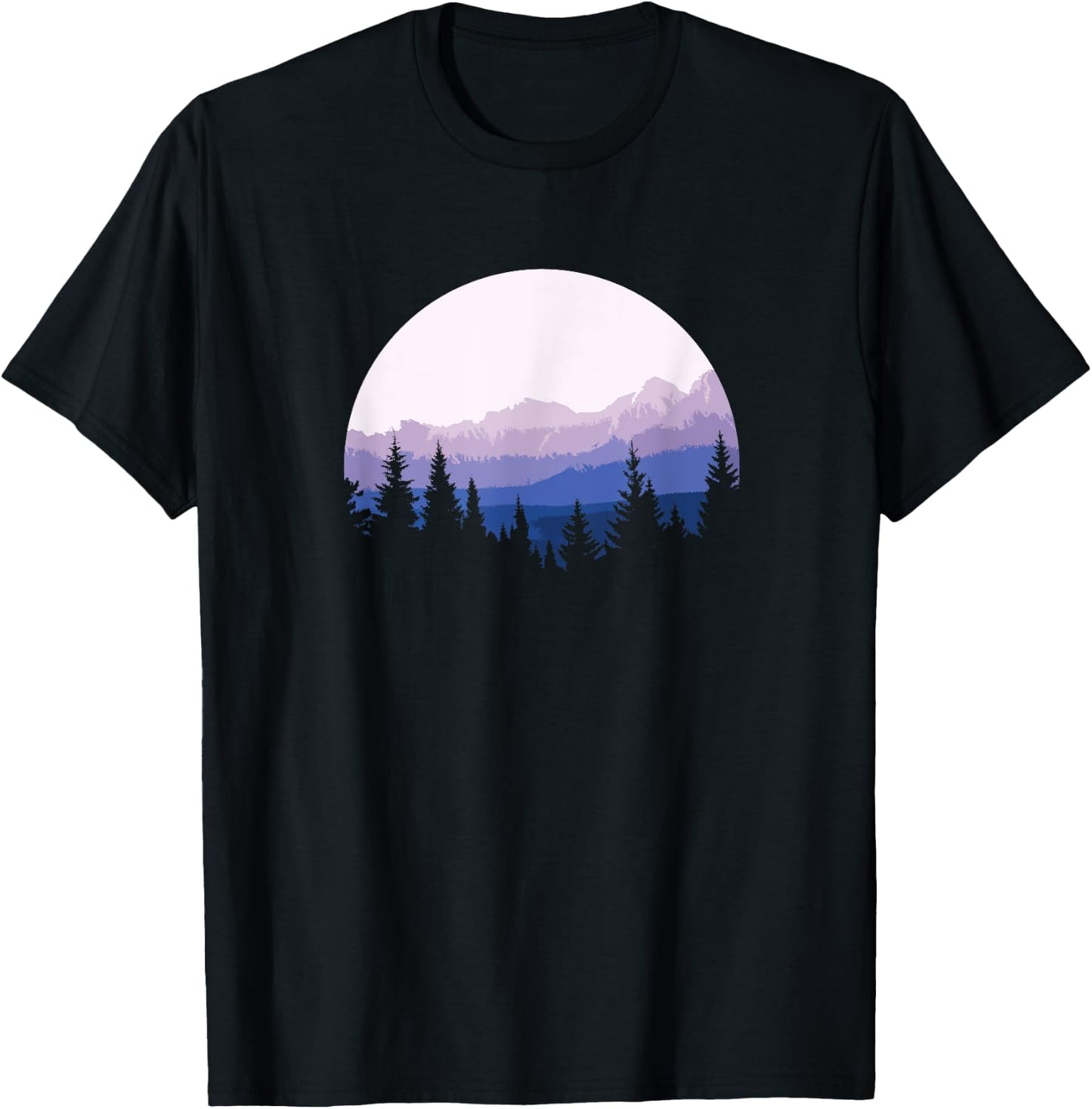 Forest Scene Mountain Silhouette T-Shirt - T-Shirt | Black