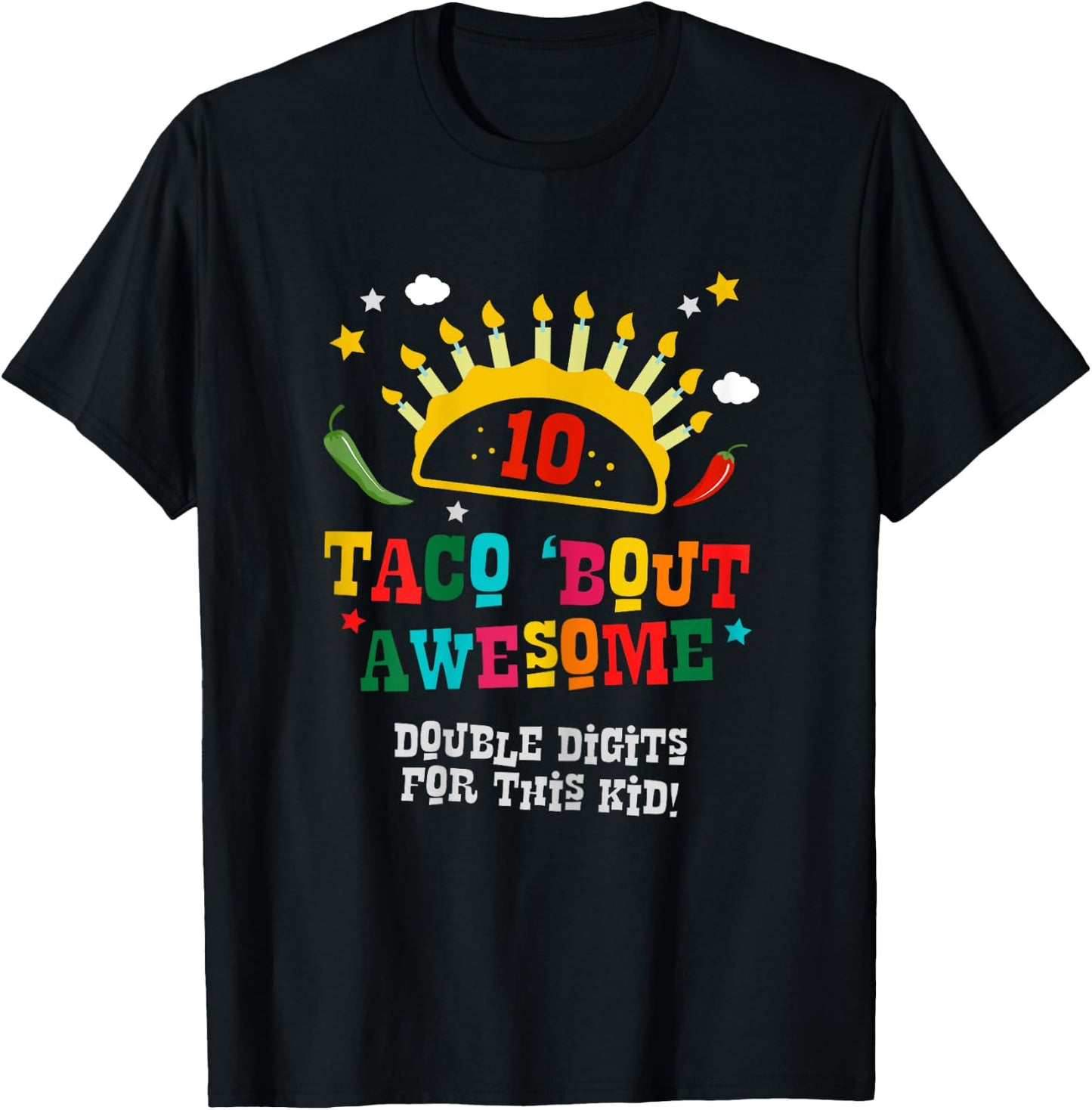 Birthday Taco Age 10 Gift - Boys Taco Bout Awesome Age Ten T-Shirt - T-Shirt | Black