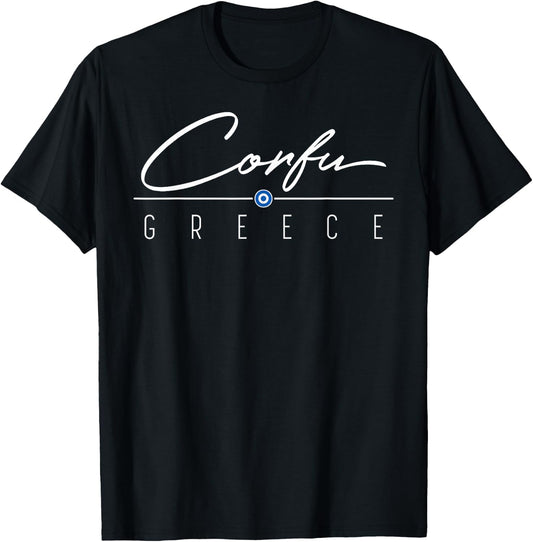 Corfu Greece Shirt , Men, Girls & Boys T-Shirt - T-Shirt | Black