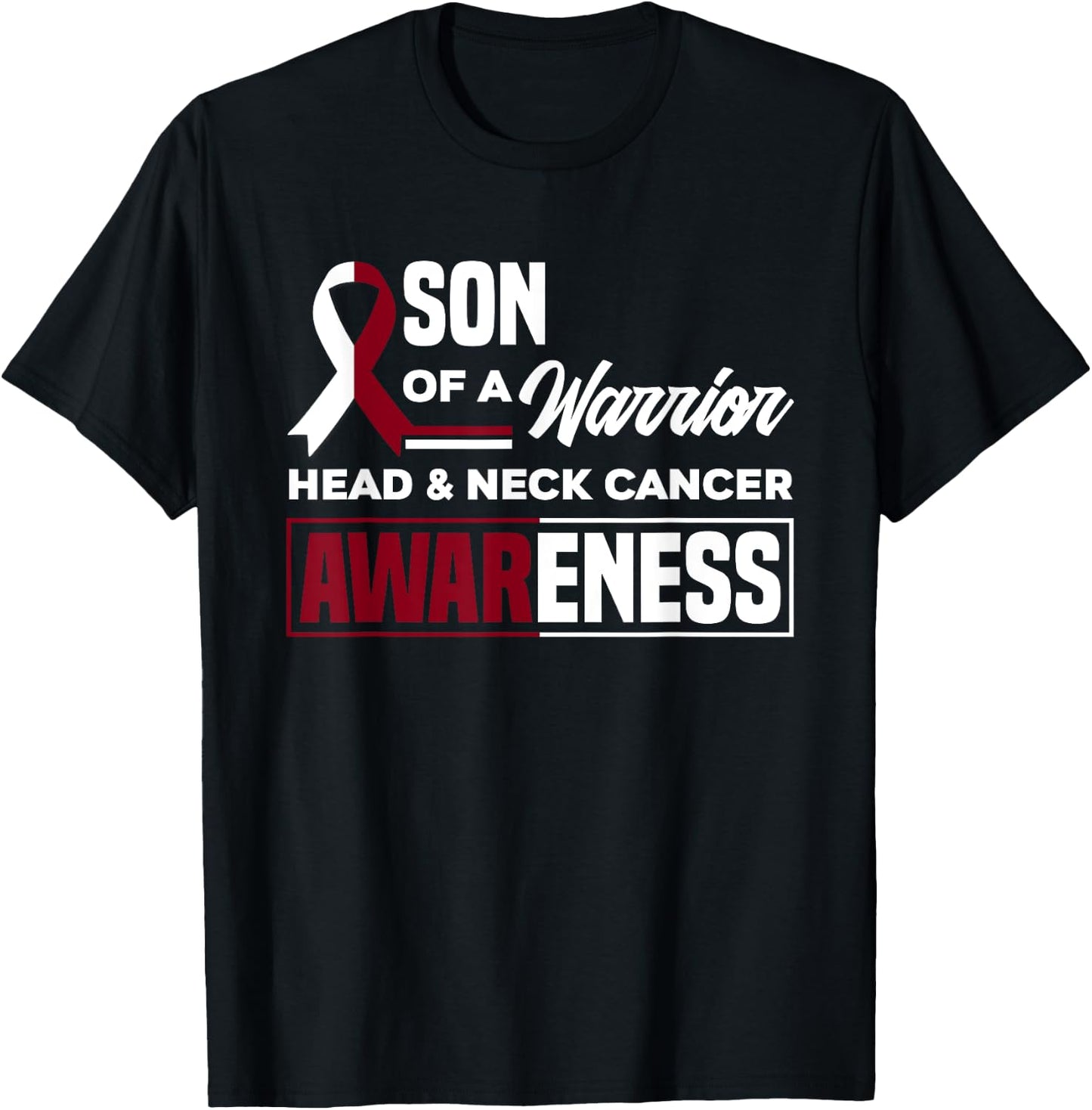 Son Of A Warrior Support Oral Head & Neck Cancer Awareness T-Shirt - T-Shirt | Black