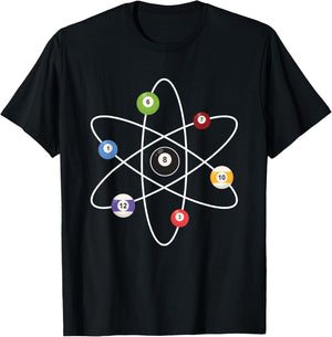 Cue Ball Atoms - Billiard Lover Pool Player Game Sports T-Shirt - T-Shirt | Black