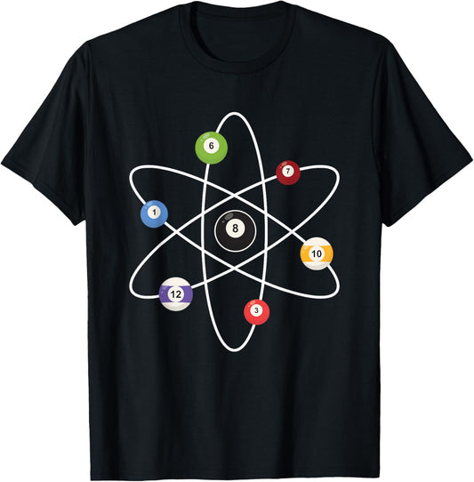 Cue Ball Atoms - Billiard Lover Pool Player Game Sports T-Shirt - T-Shirt | Black