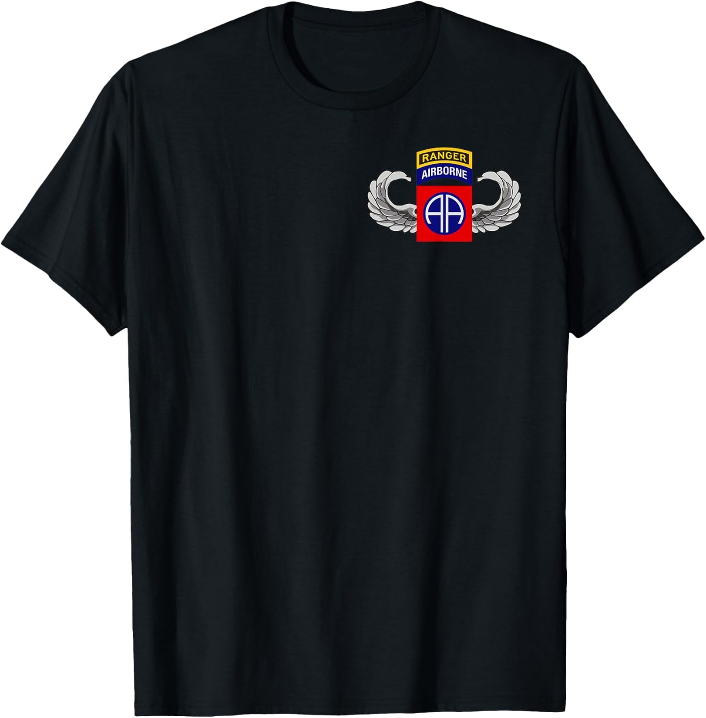 82nd Airborne - Parachutist Wings with Ranger Tab - Classic T-Shirt - T-Shirt | Black
