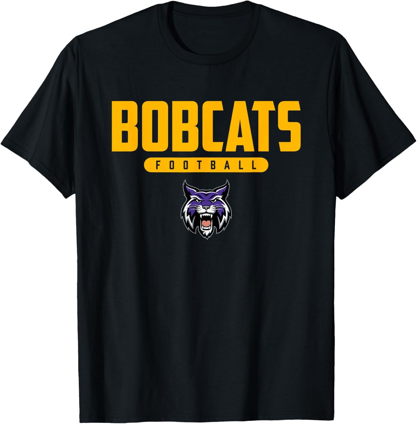Hallsville Bobcats Logo Football HS T-Shirt - T-Shirt | Black