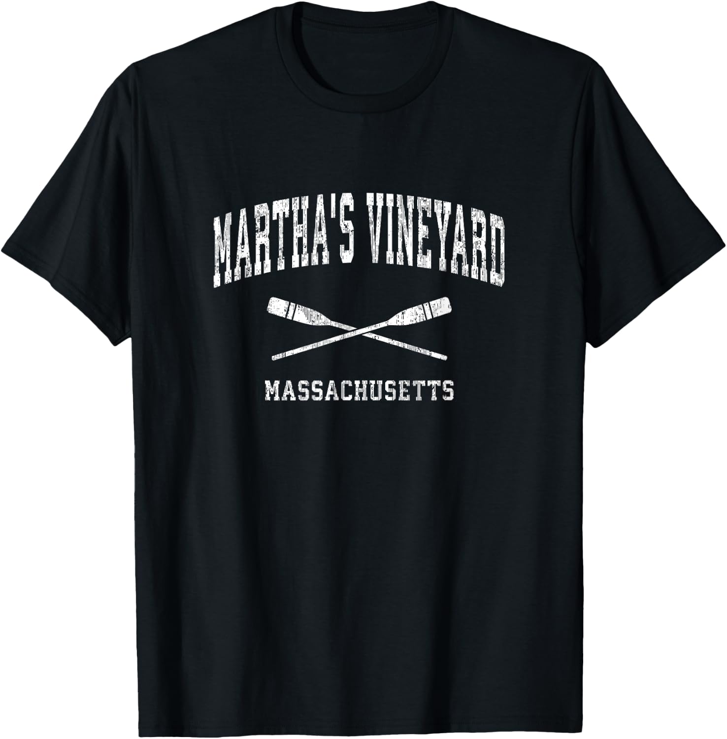 Martha's Vineyard Massachusetts Vintage Nautical Paddles Spo T-Shirt - T-Shirt | Black
