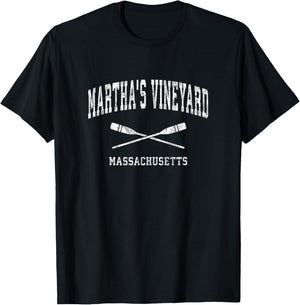 Martha's Vineyard Massachusetts Vintage Nautical Paddles Spo T-Shirt - T-Shirt | Black