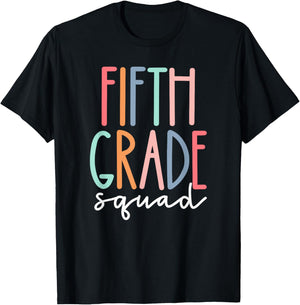 Fifth 5th Grade Squad Teacher Crew Back To School Team Men Women Girls Kids T-Shirt - T-Shirt | Black