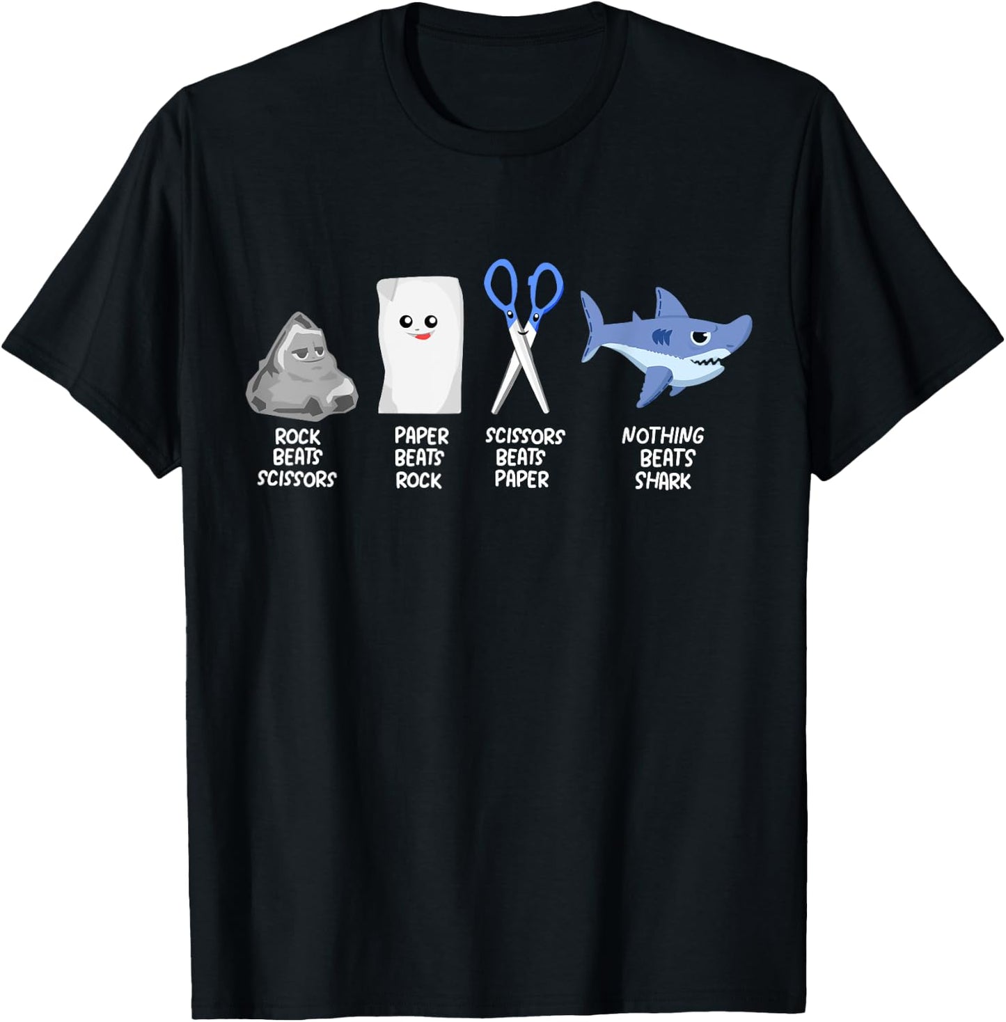Kids Rock Paper Scissors Shark Clothes Outfit Gift Sharks T-Shirt - T-Shirt | Black