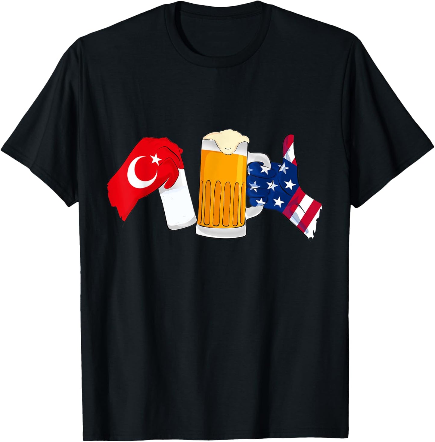 Friendship of Turkish Raki and American Beer T-Shirt - T-Shirt | Black