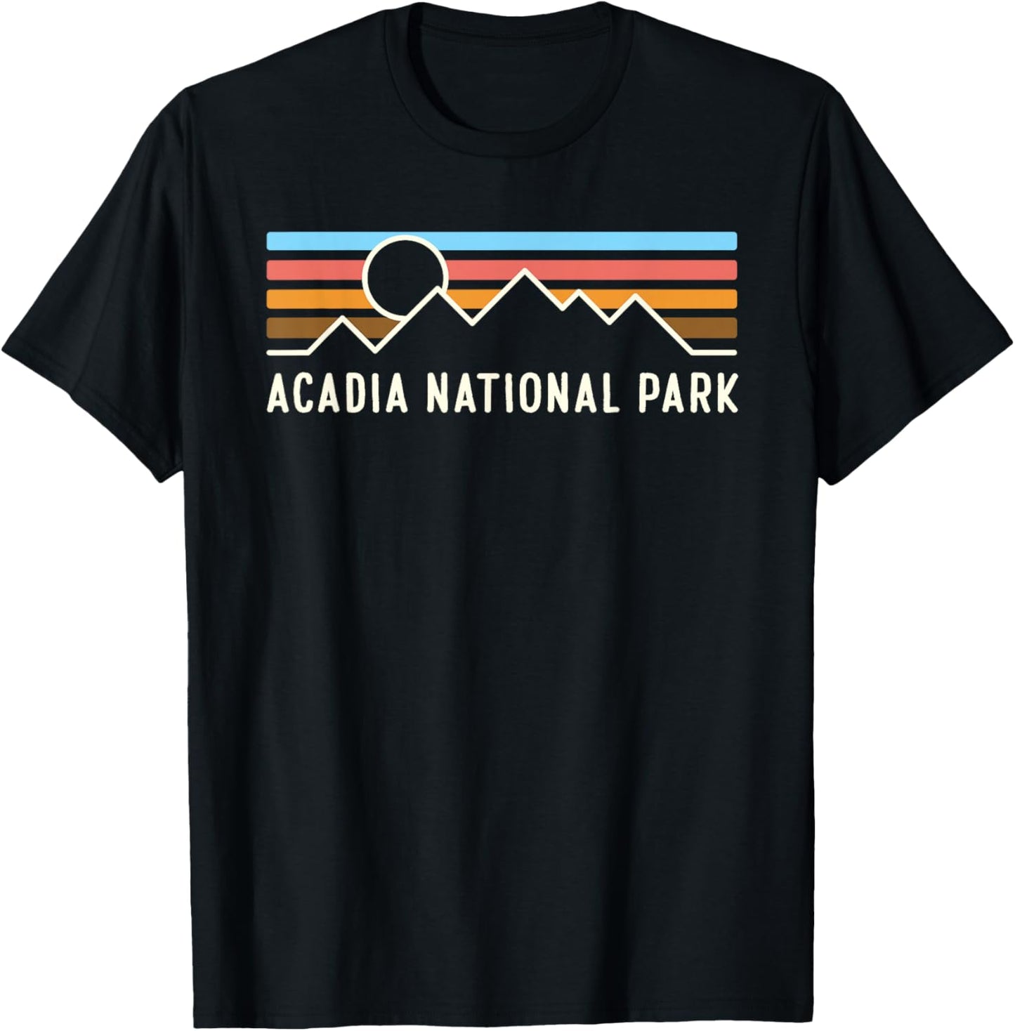 Acadia National Park Retro Mountain Lines camping souvenir T-Shirt - T-Shirt | Black
