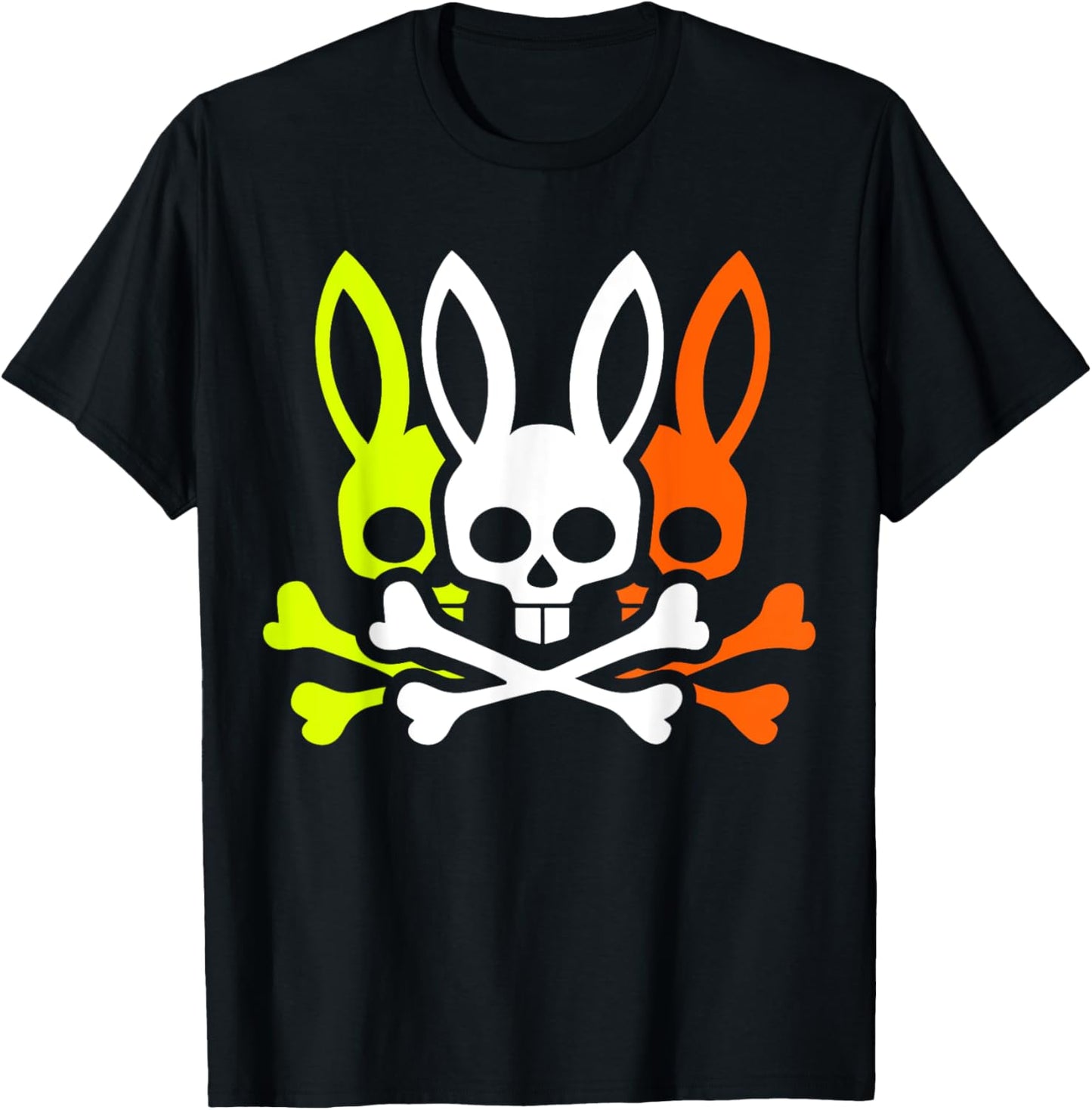 Scary Skull And Crossbones Bad Rabbit Horror Bunny Halloween T-Shirt - T-Shirt | Black