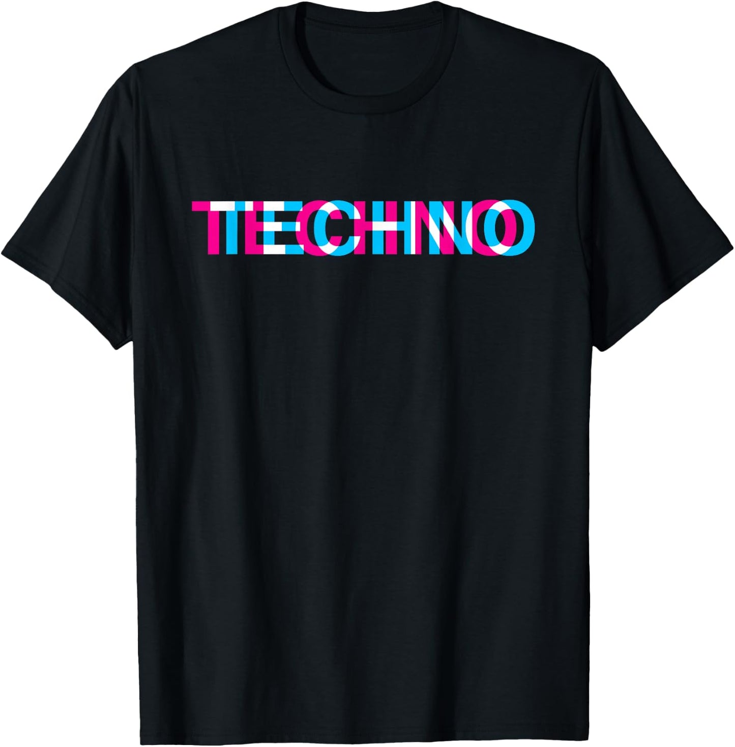 Techno Music Optical Illusion Glitch Trippy EDM Rave T-Shirt - T-Shirt | Black