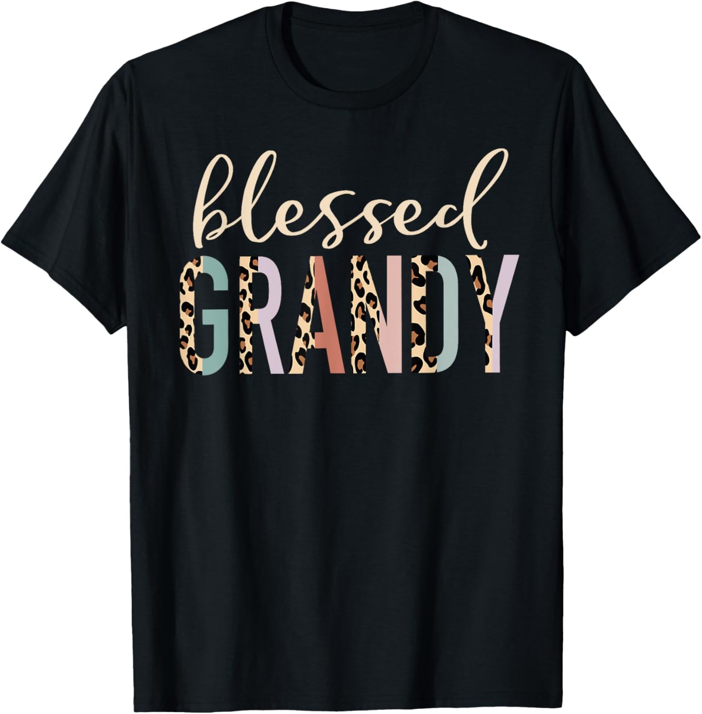 Blessed Grandy Cute Leopard Print T-Shirt - T-Shirt | Black