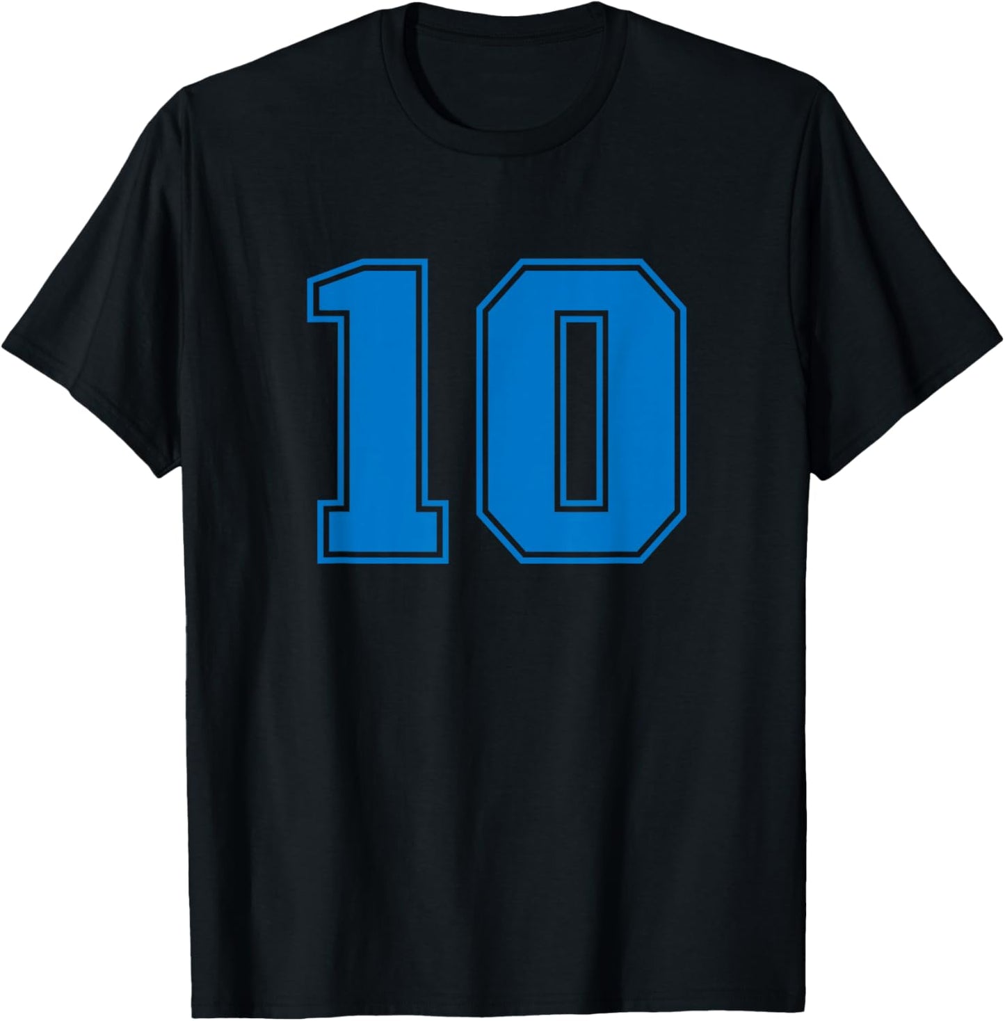 Number #10 Blue Sports Uni Number T-Shirt - T-Shirt | Black