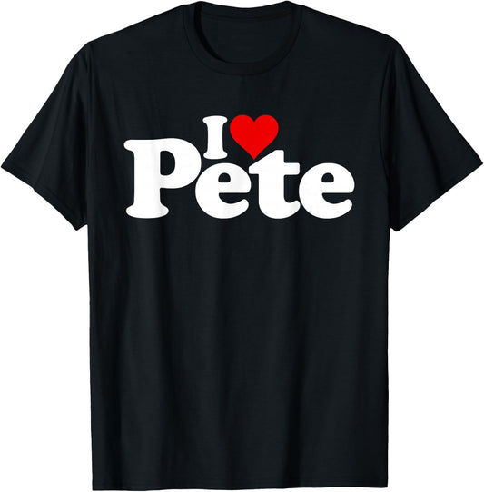 I Love Heart Pete Peter Name on a T-Shirt - T-Shirt | Black