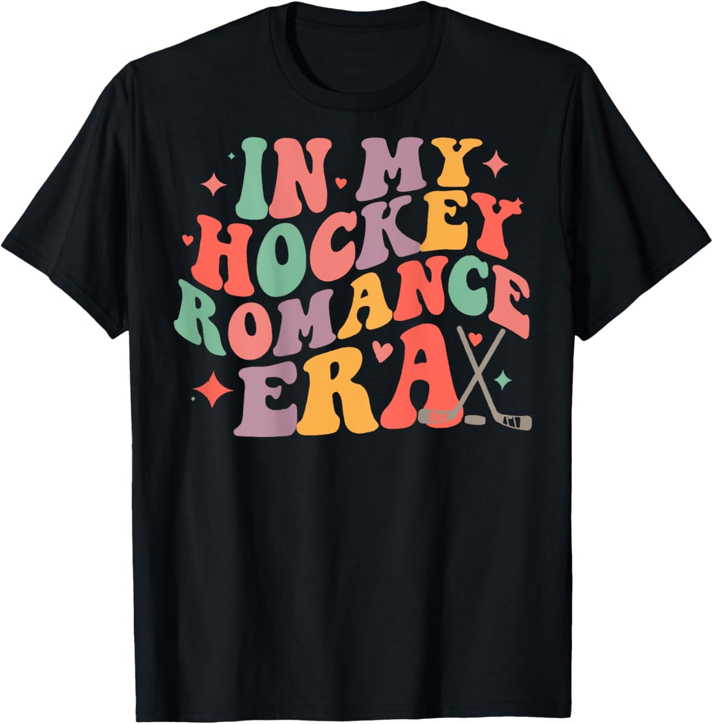 In My Hockey Romance Era, Hockey Romance Book Club (On Back) T-Shirt - T-Shirt | Black