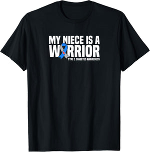 My Niece is a Warrior Type 1 Diabetes Awareness T-Shirt - T-Shirt | Black