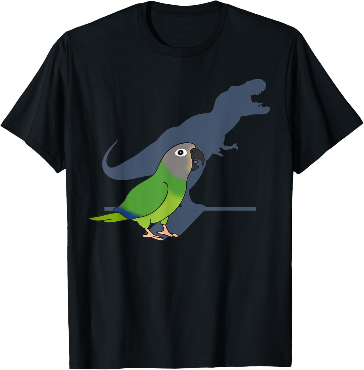 Funny Dusky headed Conure T-rex, Dinosaur Parrot Pet Bird T-Shirt - T-Shirt | Black